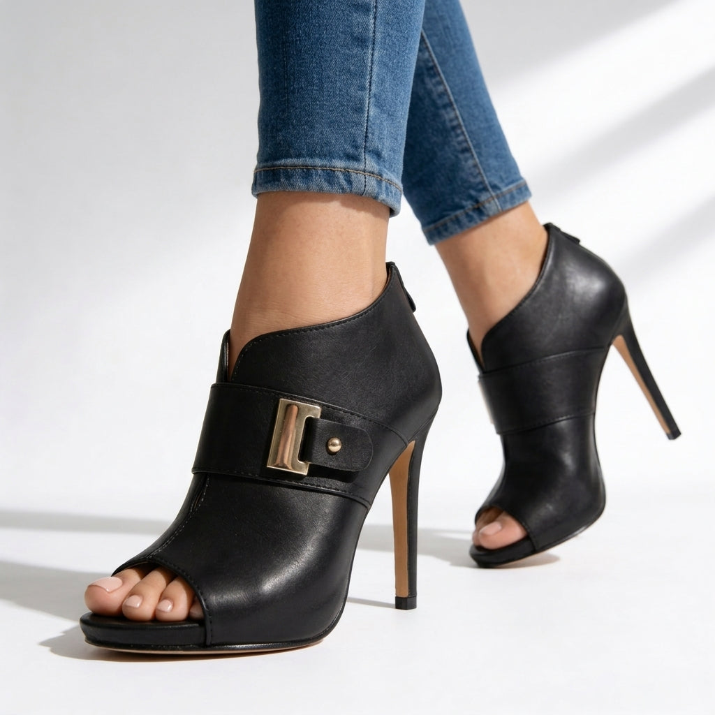 Seraphine Peep-Toe Ankle Heels