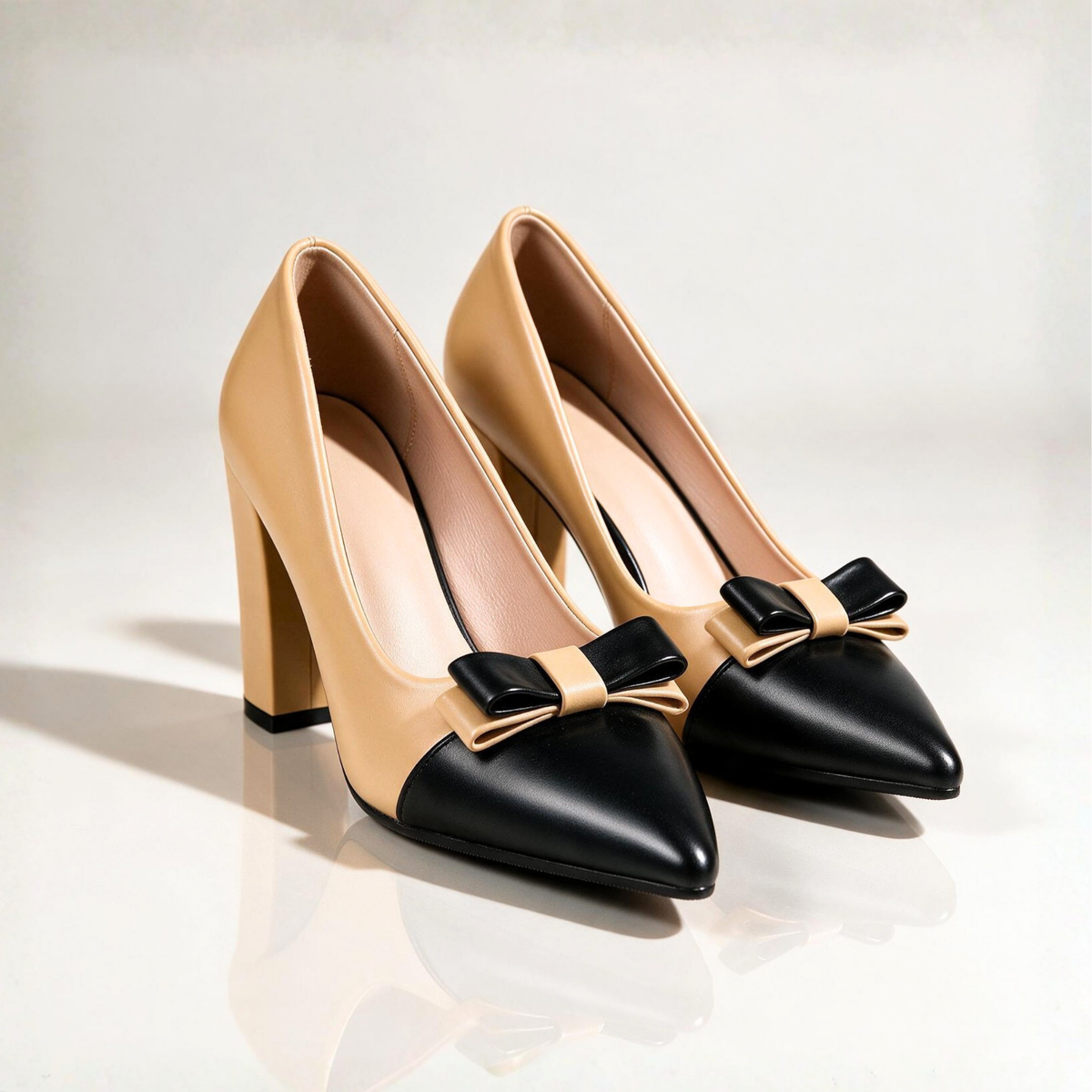 Celine Black Tie Block Heels