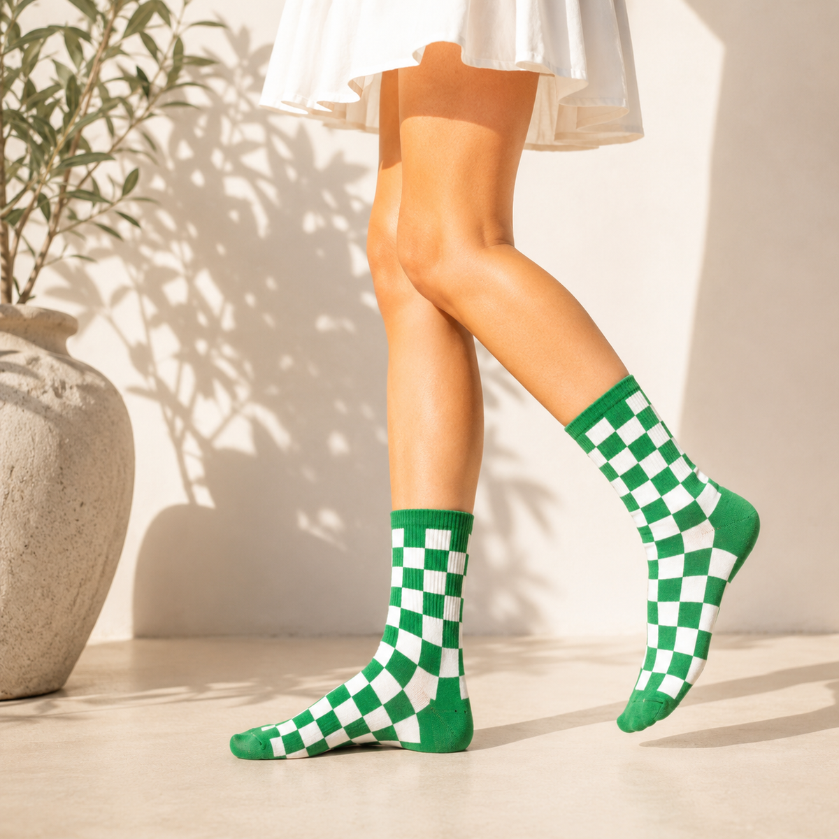 Checkboard Crew Socks