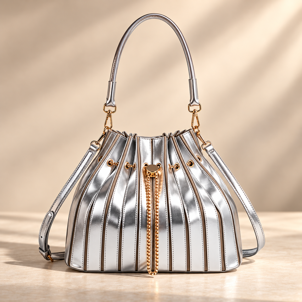 Estelle Pleated Bucket Bag