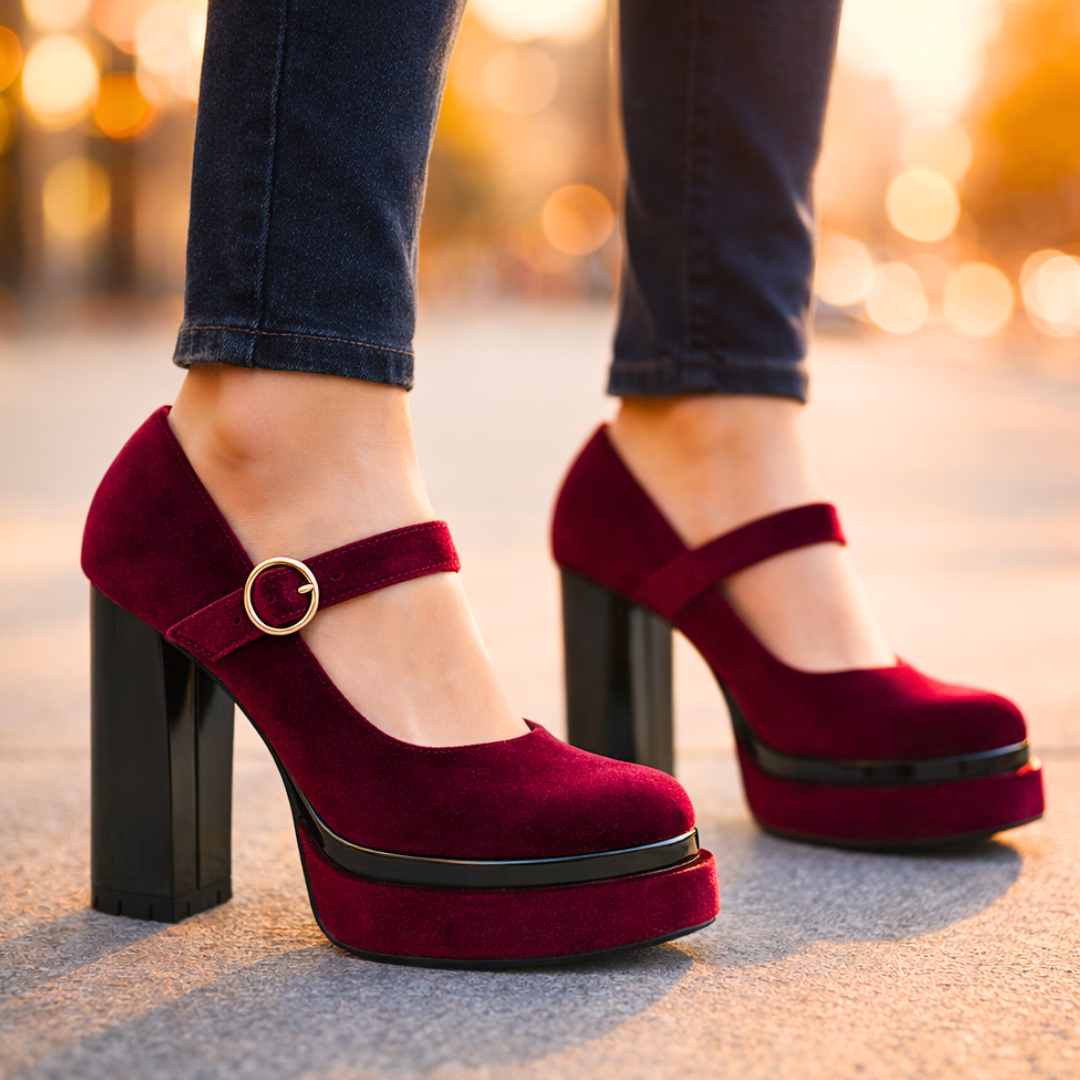 Sofia Rae Velvet Platform Pumps