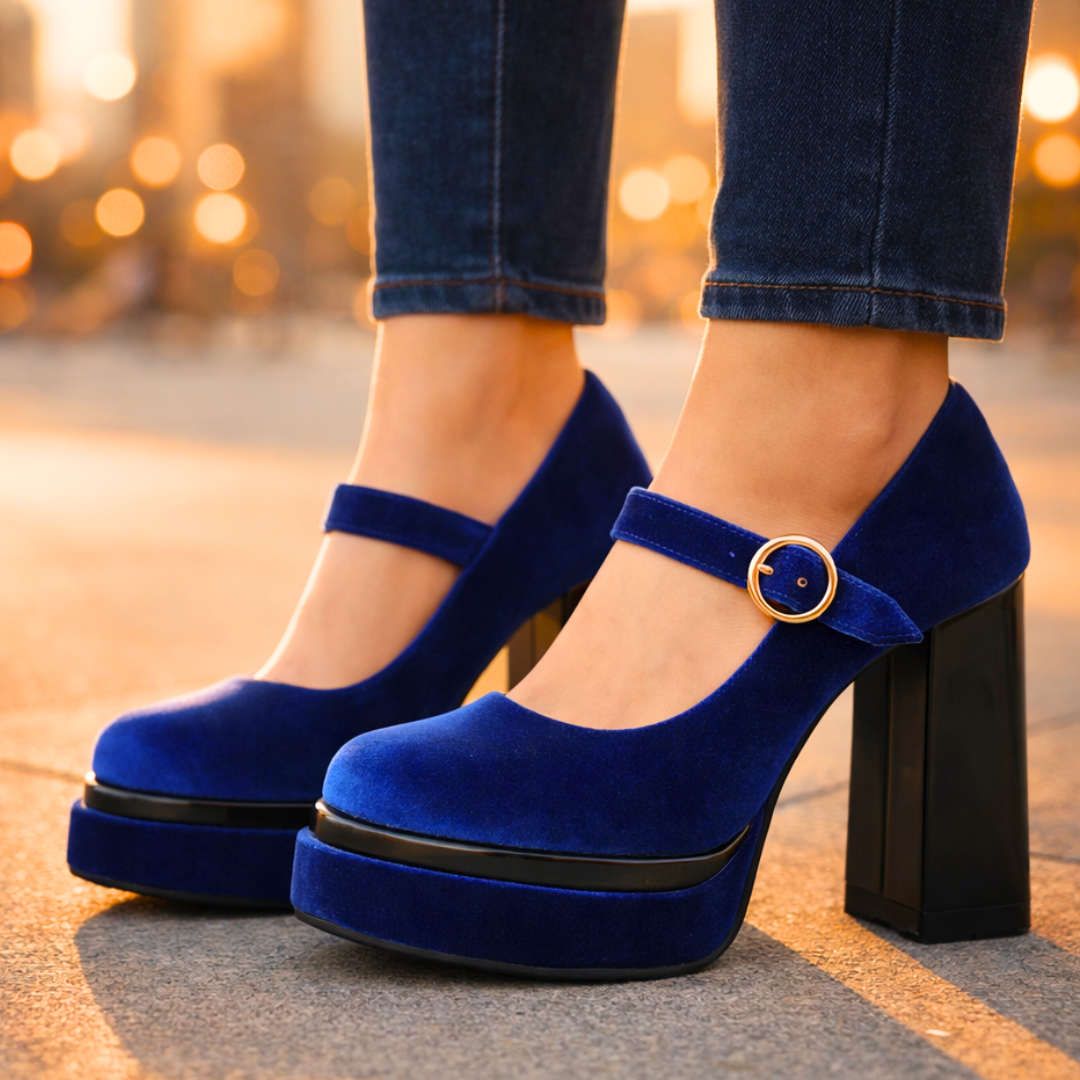 Sofia Rae Velvet Platform Pumps