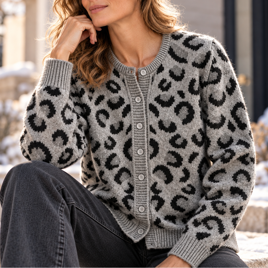 Samantha Leopard Knit Cardigan