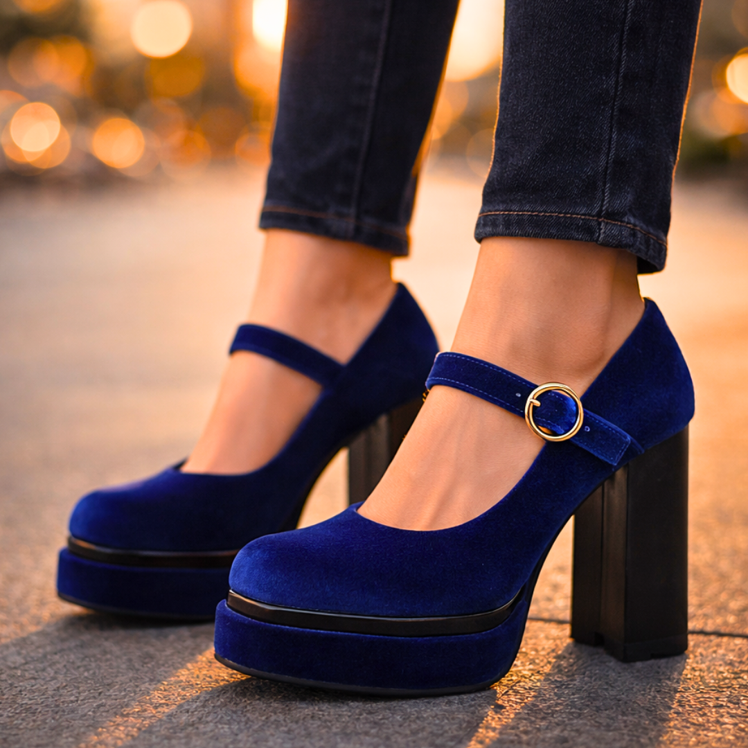 Sofia Rae Velvet Platform Pumps