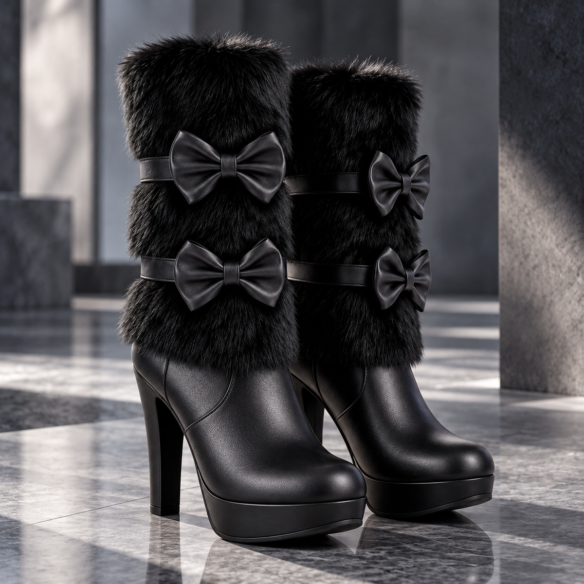 Bianca Fur Bow Boots