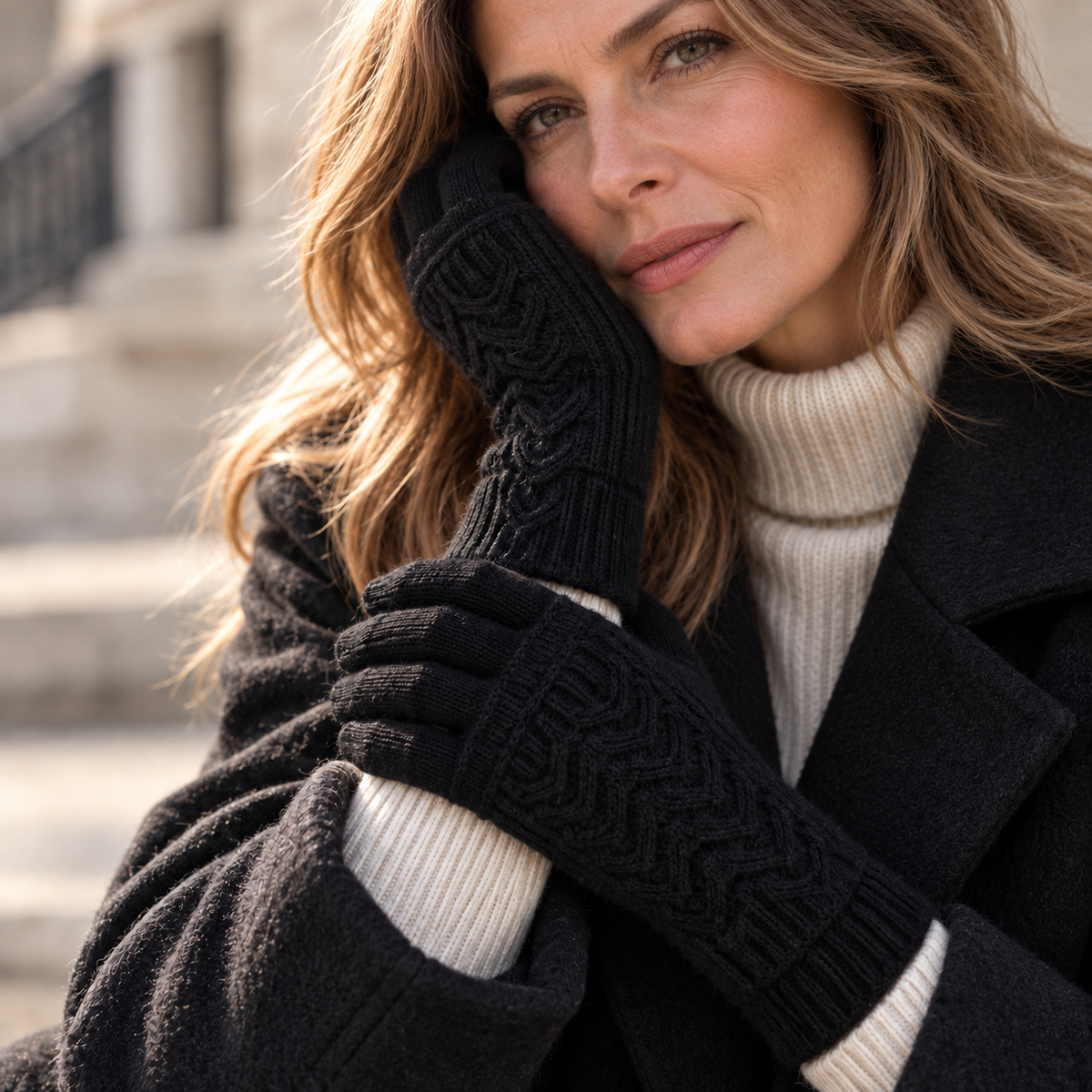 Chloe Layered Knit Gloves