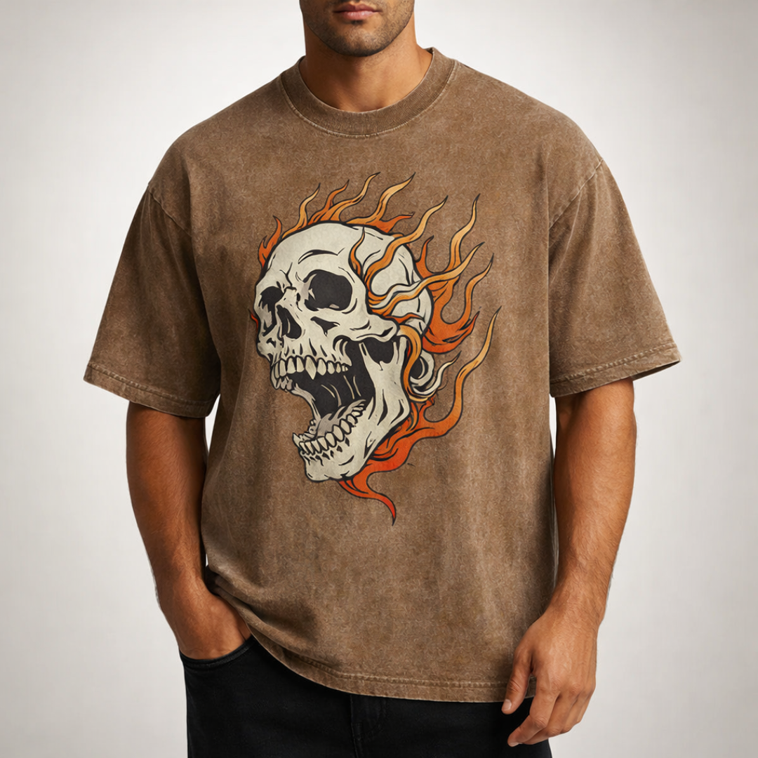 Southbrook Acid Wash Flame Tee