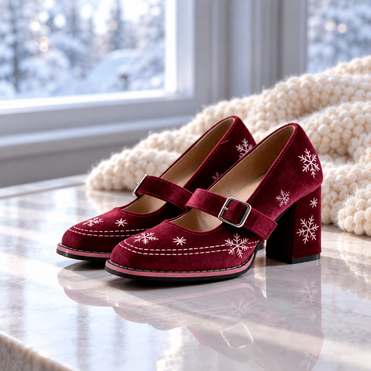 Claire Velvet Mary Janes