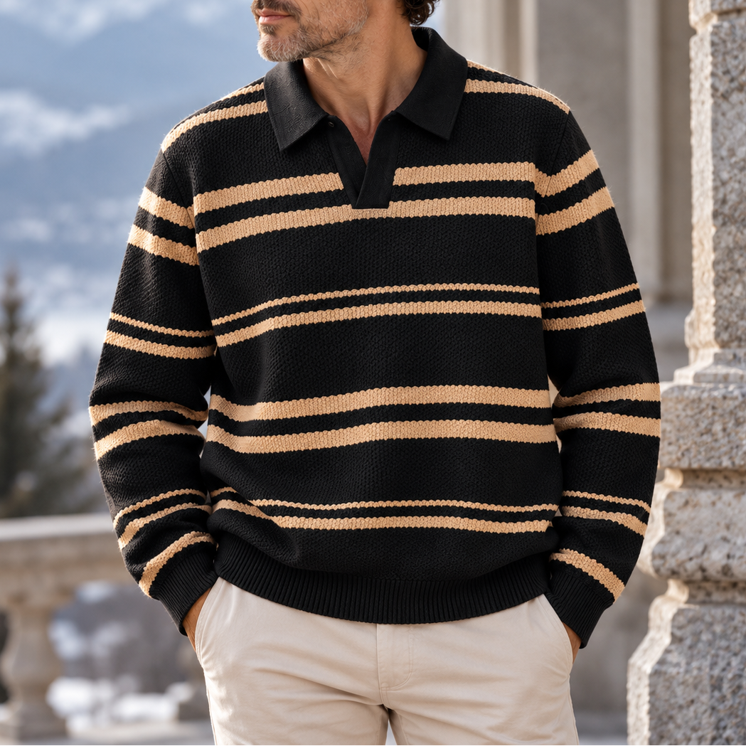 Jace Striped Knit Polo