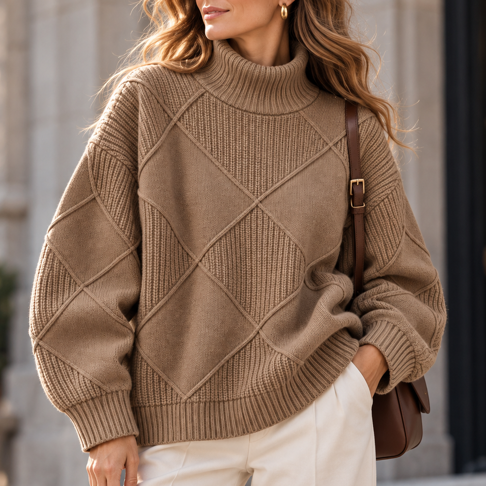 Hazel Lattice Knit Turtleneck