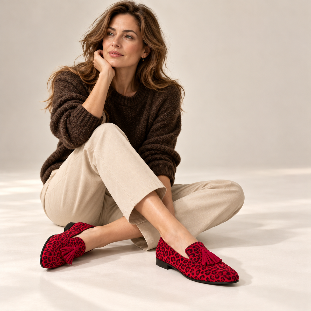 Samantha Leopard Tassel Loafers