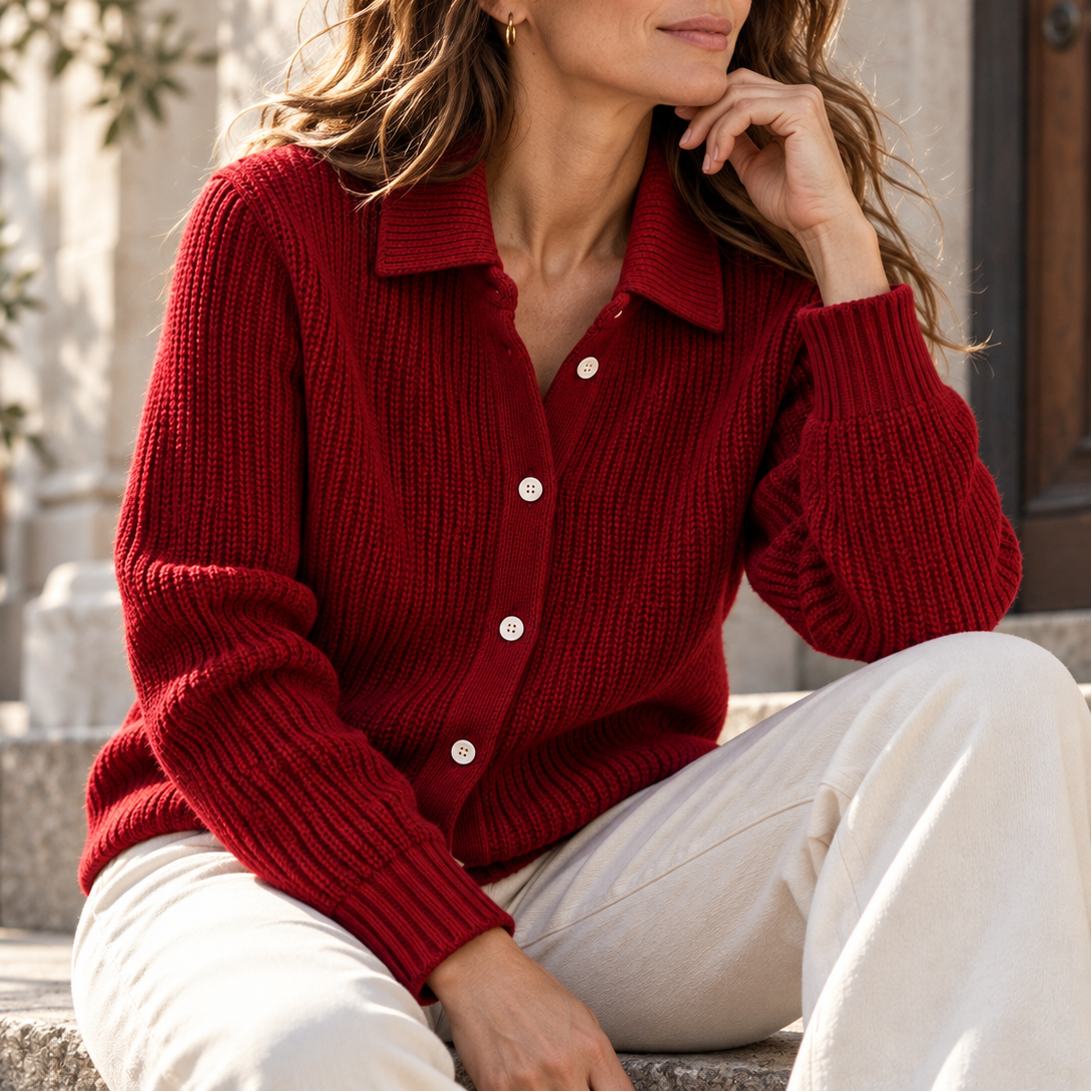 Carmella Collared Waffle Knit