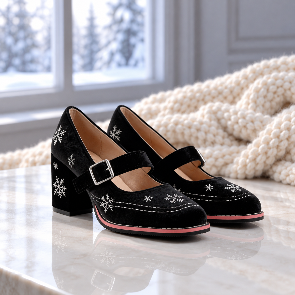 Claire Velvet Mary Janes