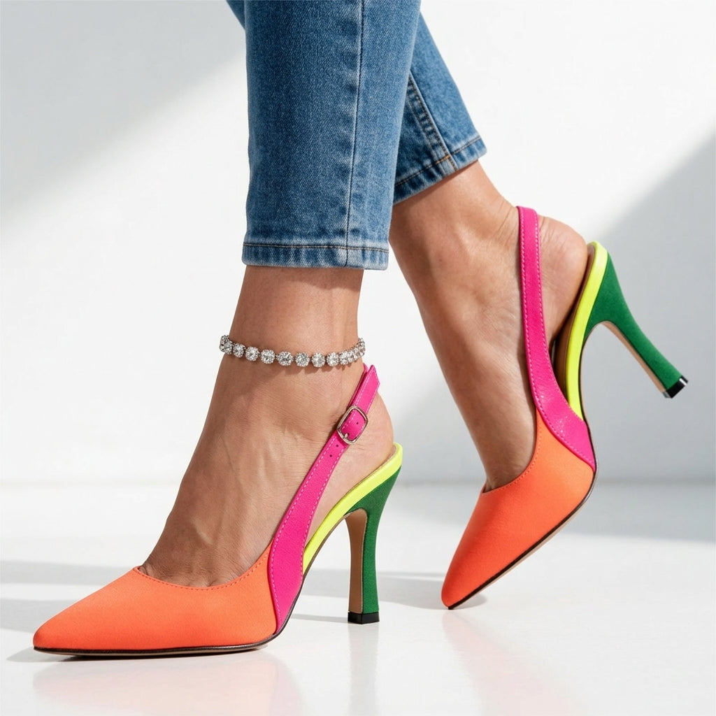 Carmella Color-Block Slingback Heels