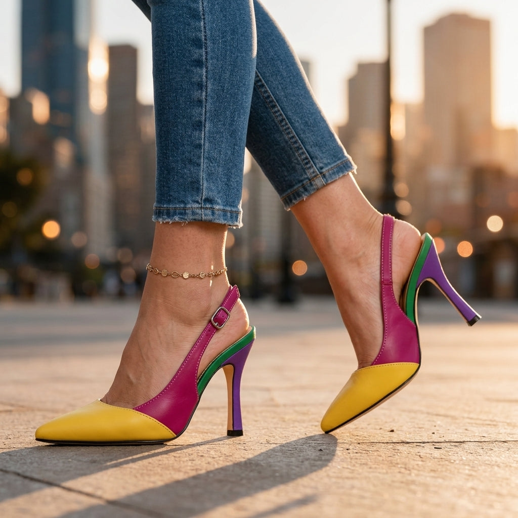 Carmella Color-Block Slingback Heels