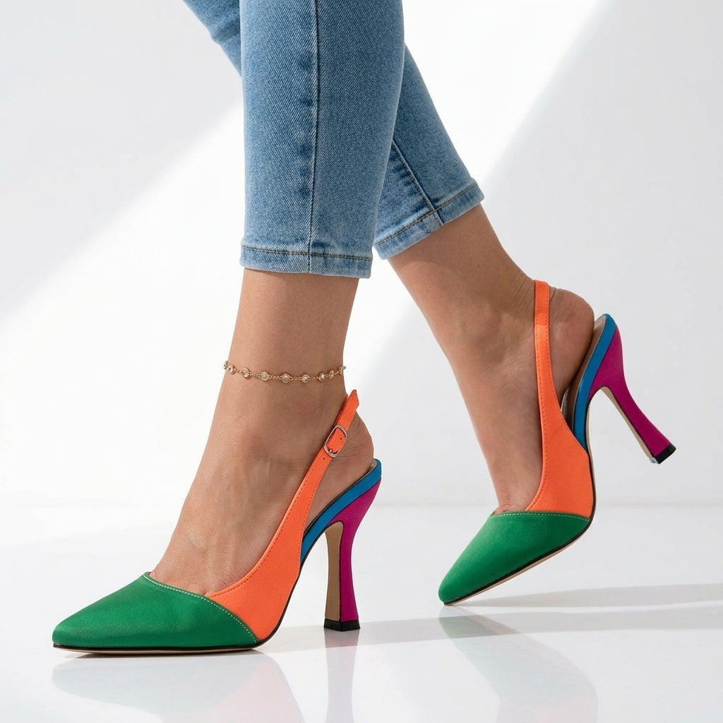 Carmella Color-Block Slingback Heels