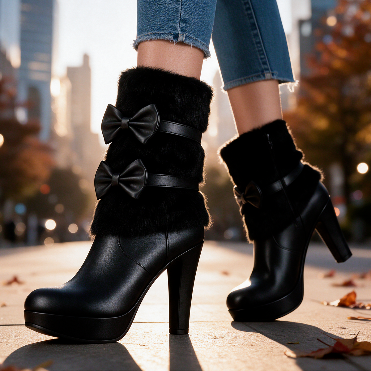 Bianca Fur Bow Boots