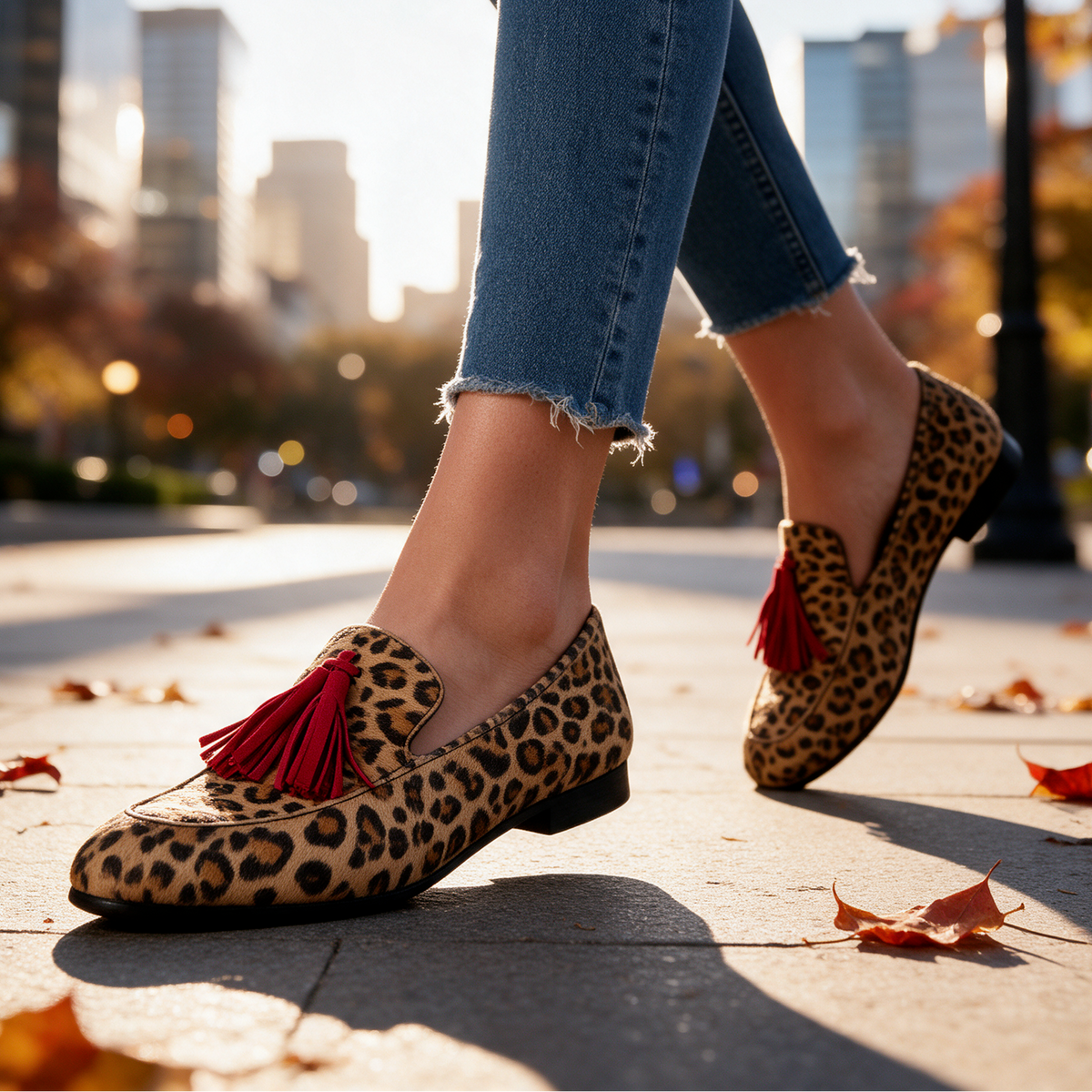 Samantha Leopard Tassel Loafers