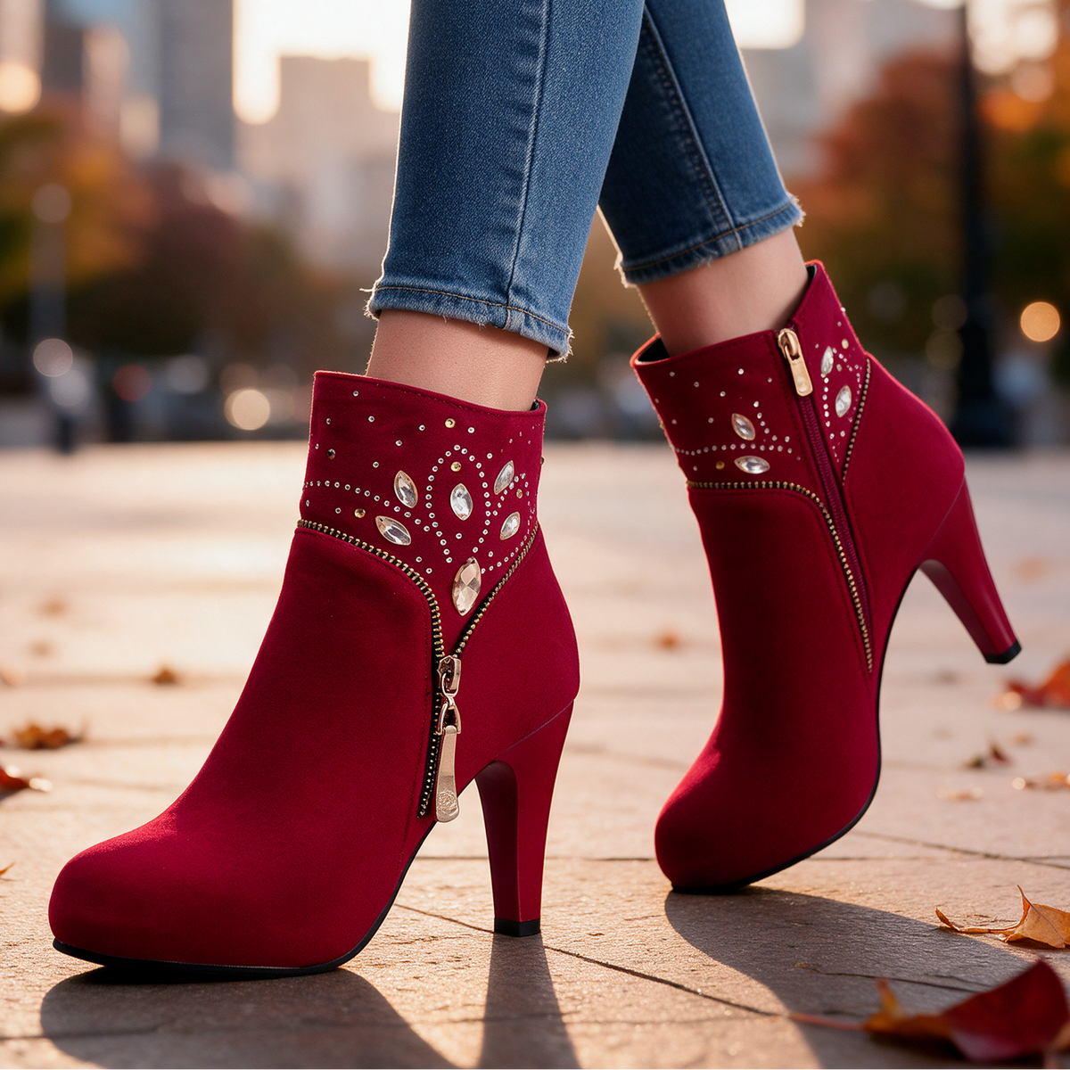 Bianca Rhinestone Ankle Boots