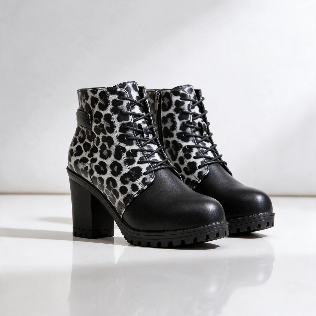 Samantha Leopard Lace-Up Boots