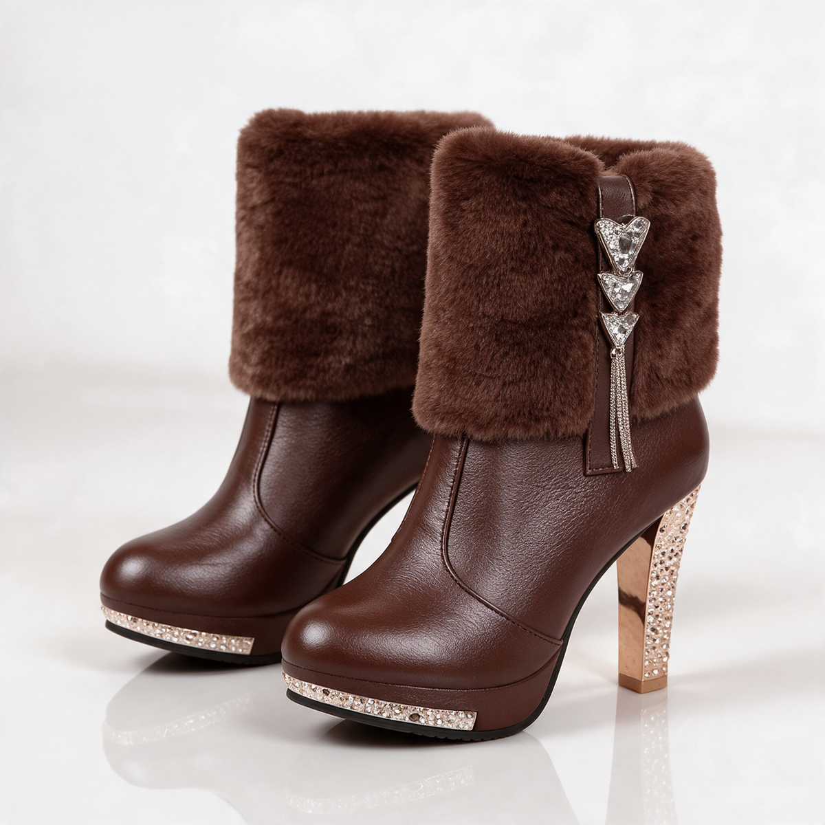 Bianca Crystal Heel Boots