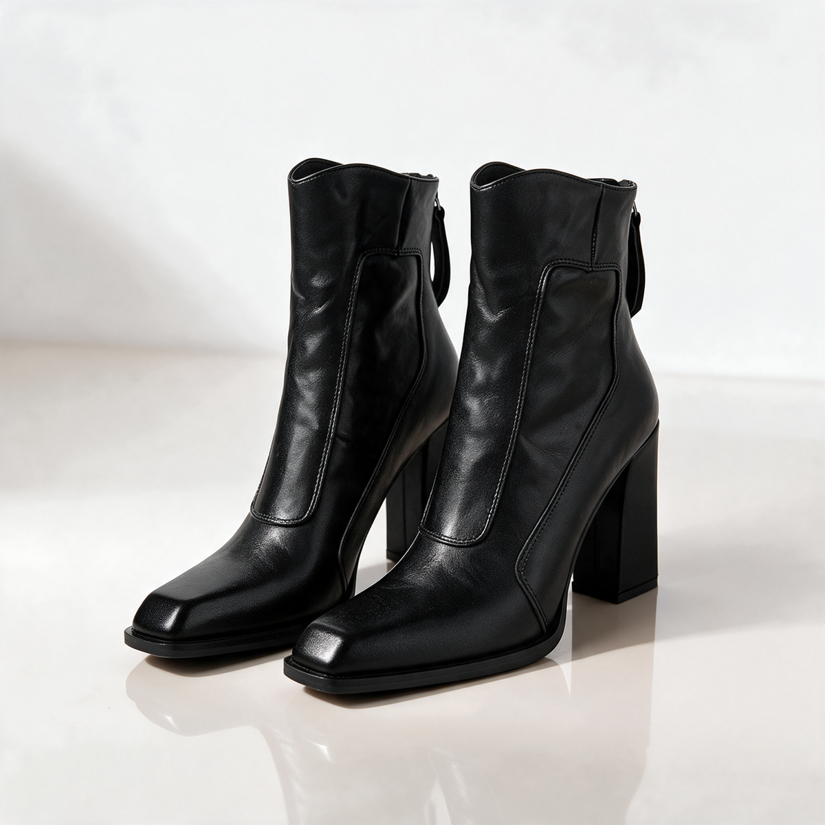 Elena Genuine Leather Block Heel Boots