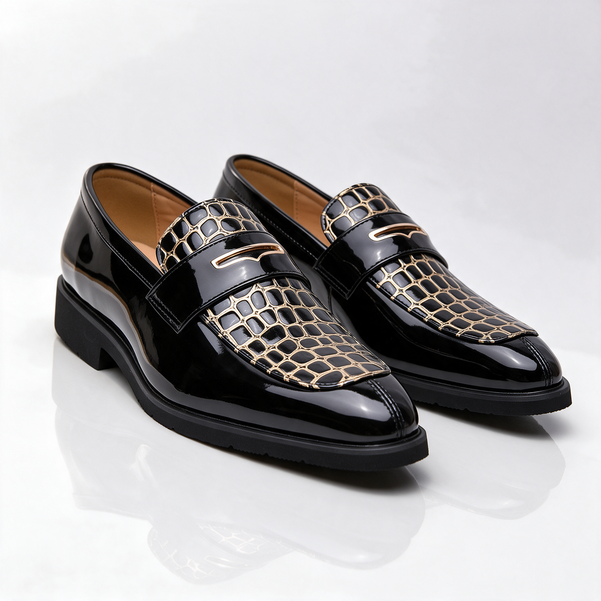 Monaco Croc-Embossed Penny Loafers