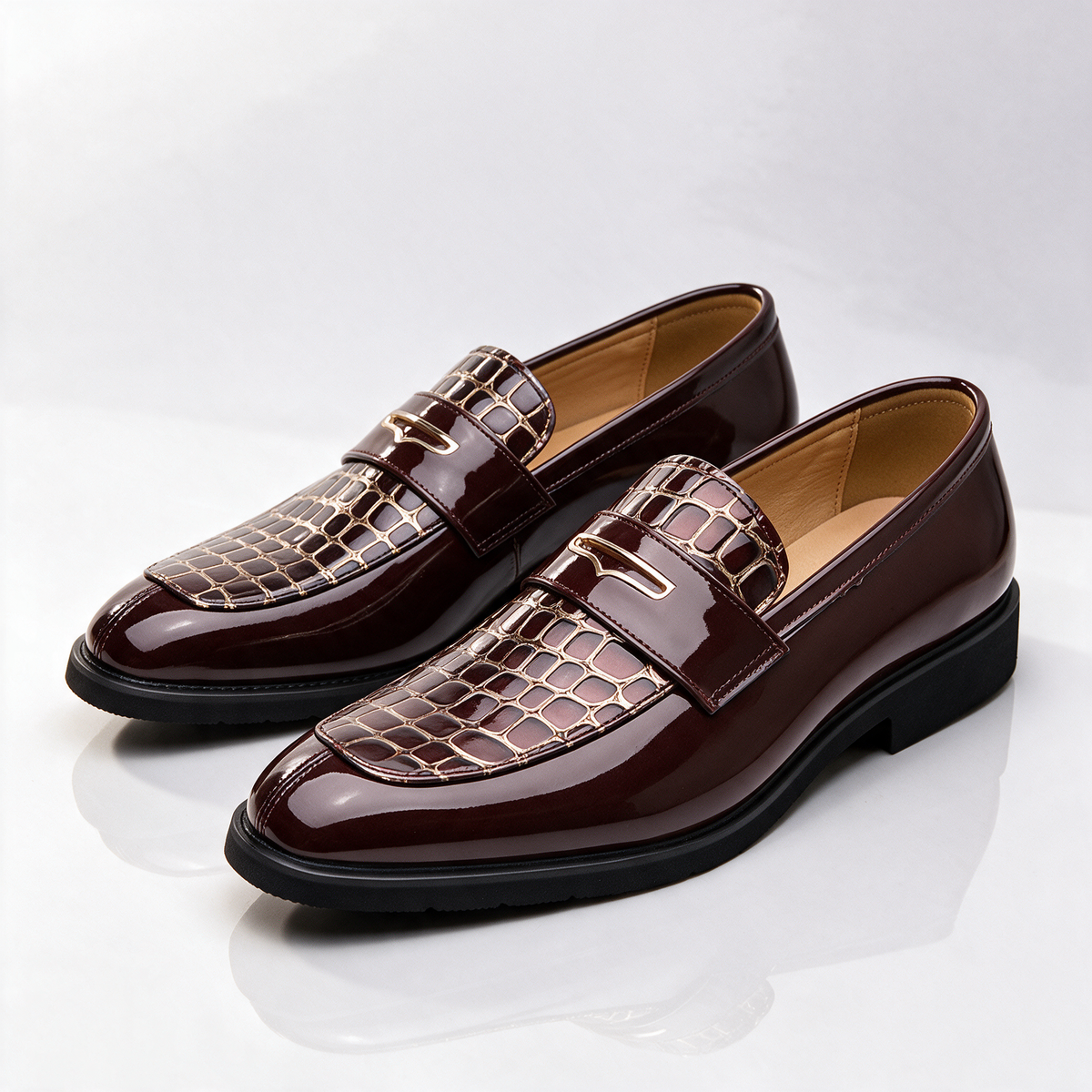 Monaco Croc-Embossed Penny Loafers