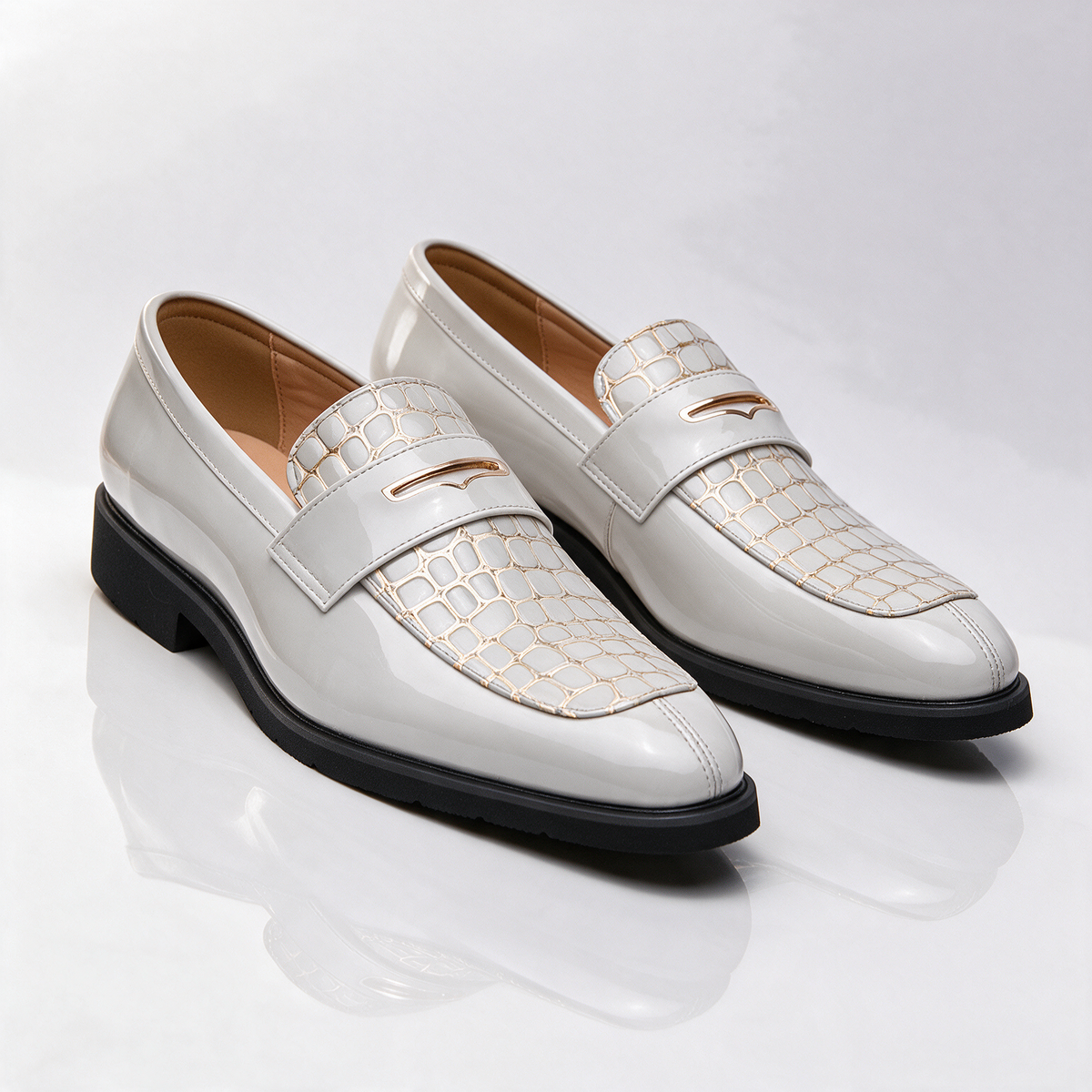 Monaco Croc-Embossed Penny Loafers