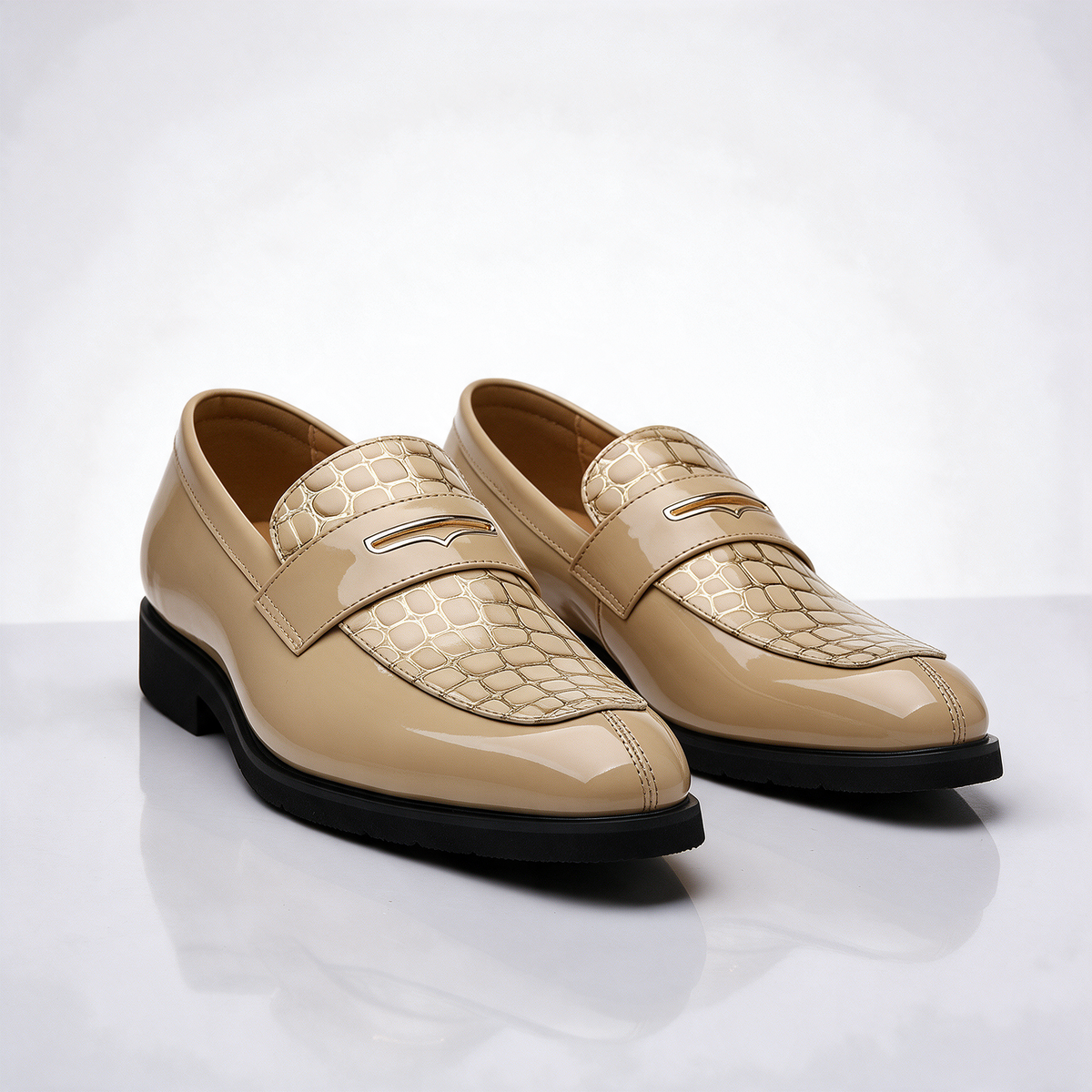 Monaco Croc-Embossed Penny Loafers
