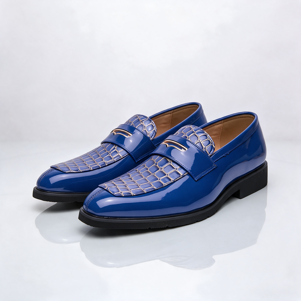 Monaco Croc-Embossed Penny Loafers