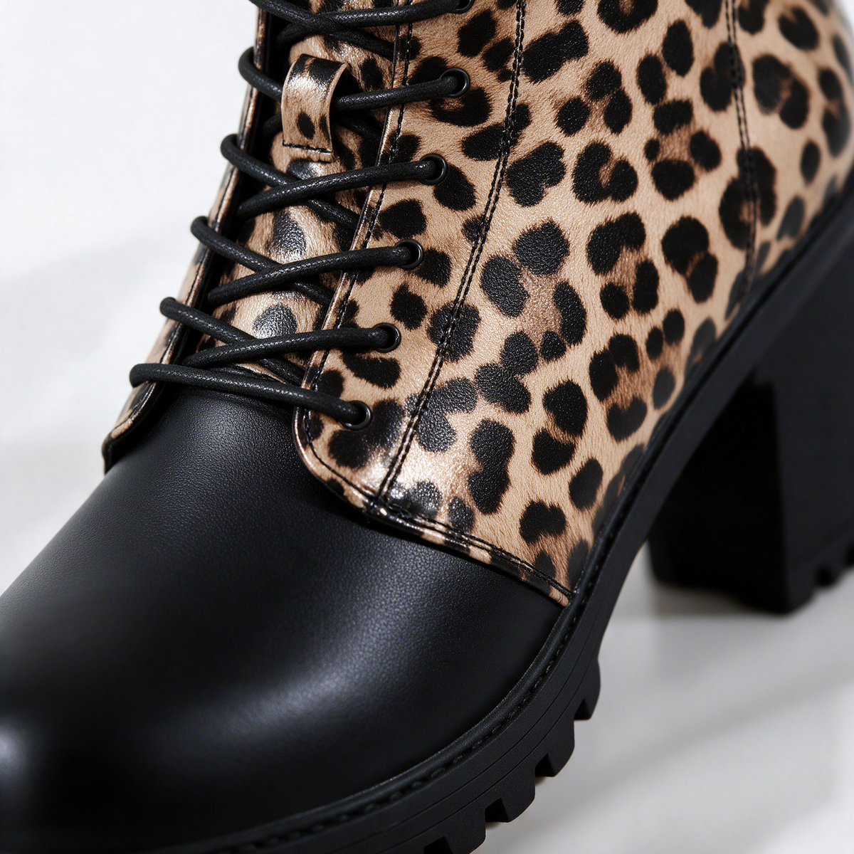Samantha Leopard Lace-Up Boots