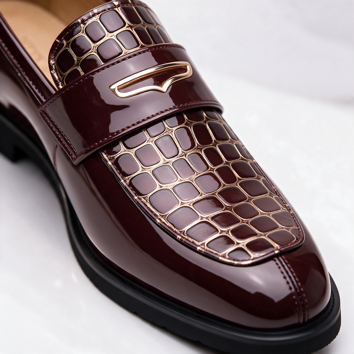 Monaco Croc-Embossed Penny Loafers