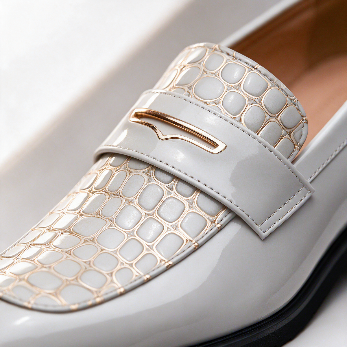 Monaco Croc-Embossed Penny Loafers