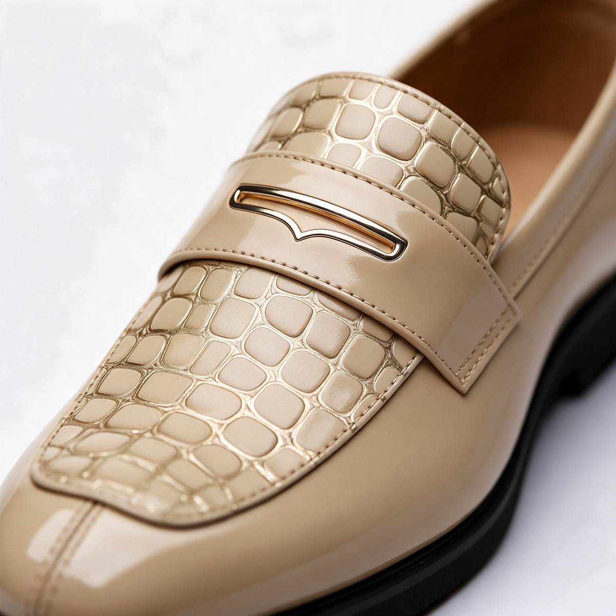 Monaco Croc-Embossed Penny Loafers