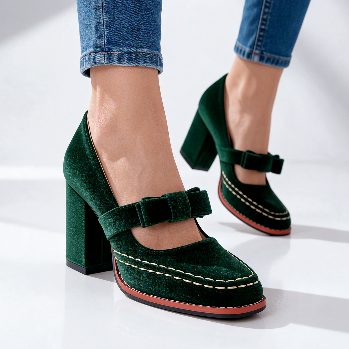 Belle Velvet Mary Jane Heels