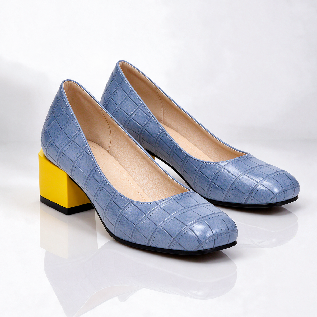 Florine Croc Block Heels