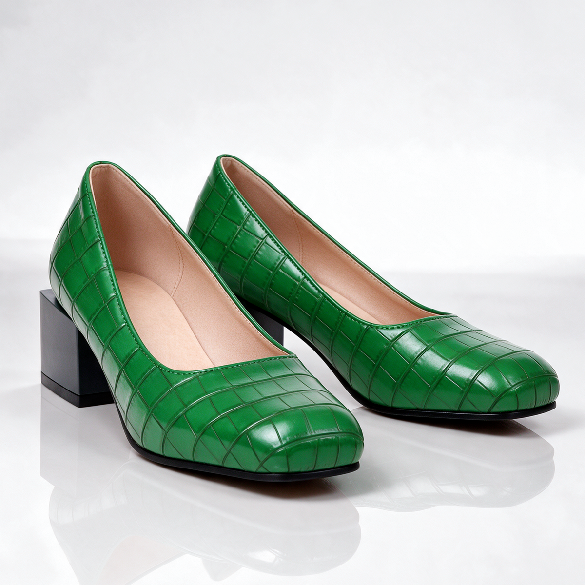 Florine Croc Block Heels