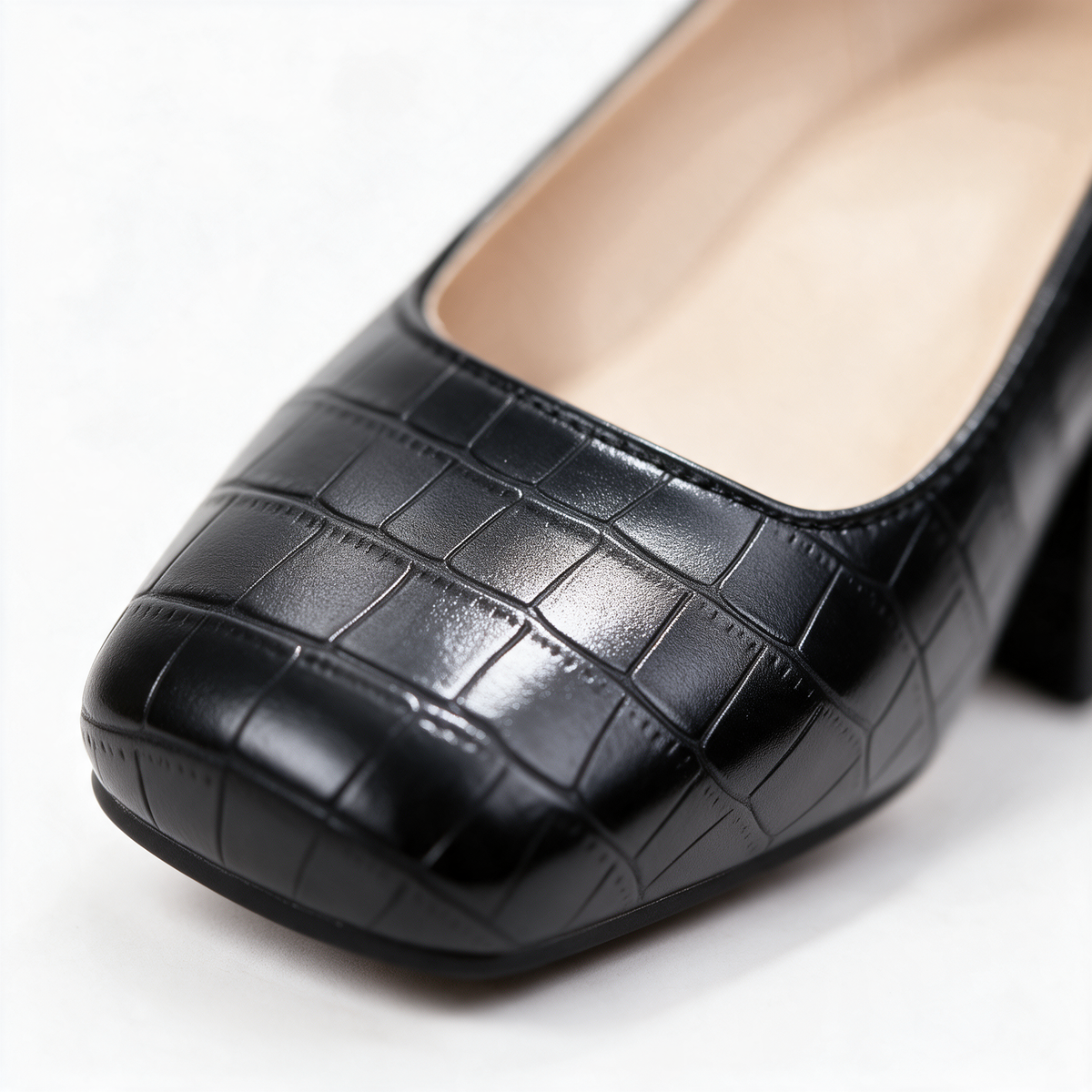 Florine Croc Block Heels