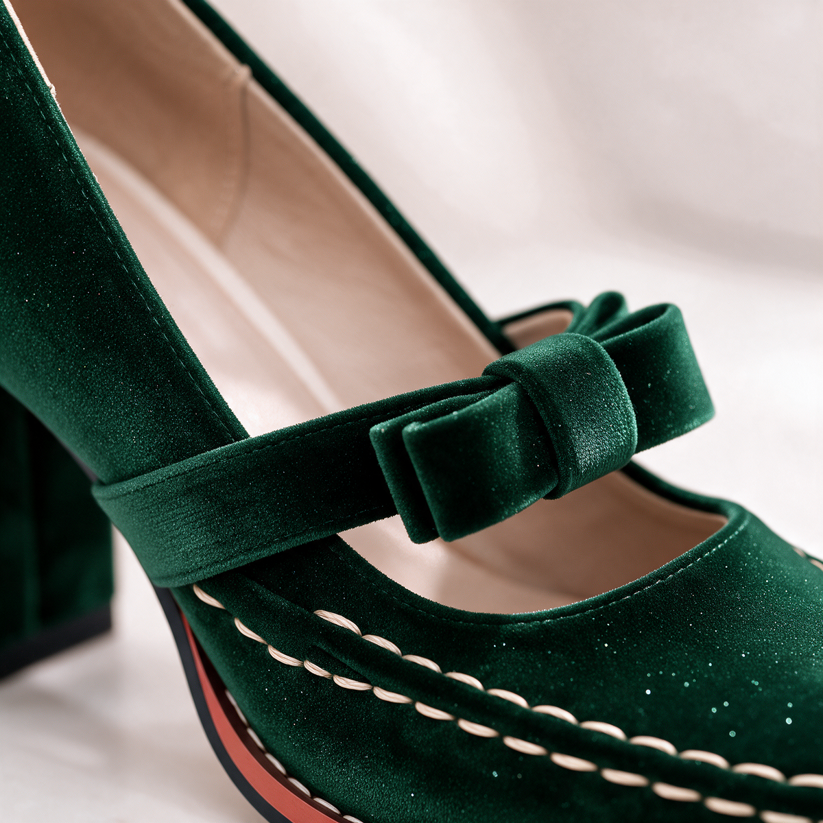 Belle Velvet Mary Jane Heels