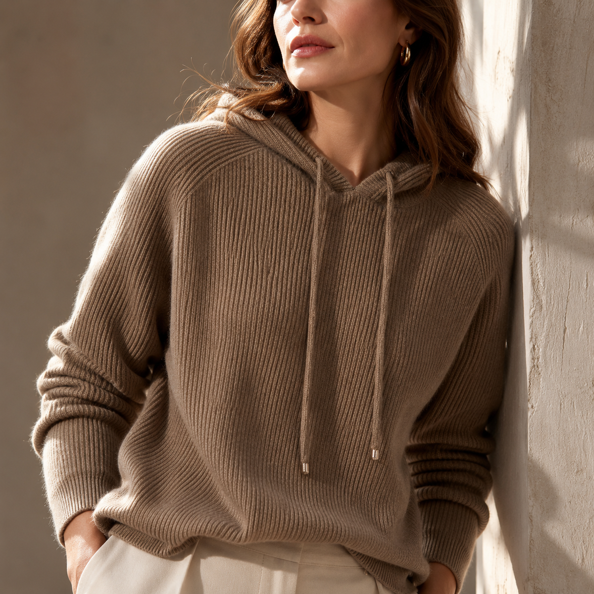 Annelise Ribbed Knit Hoodie