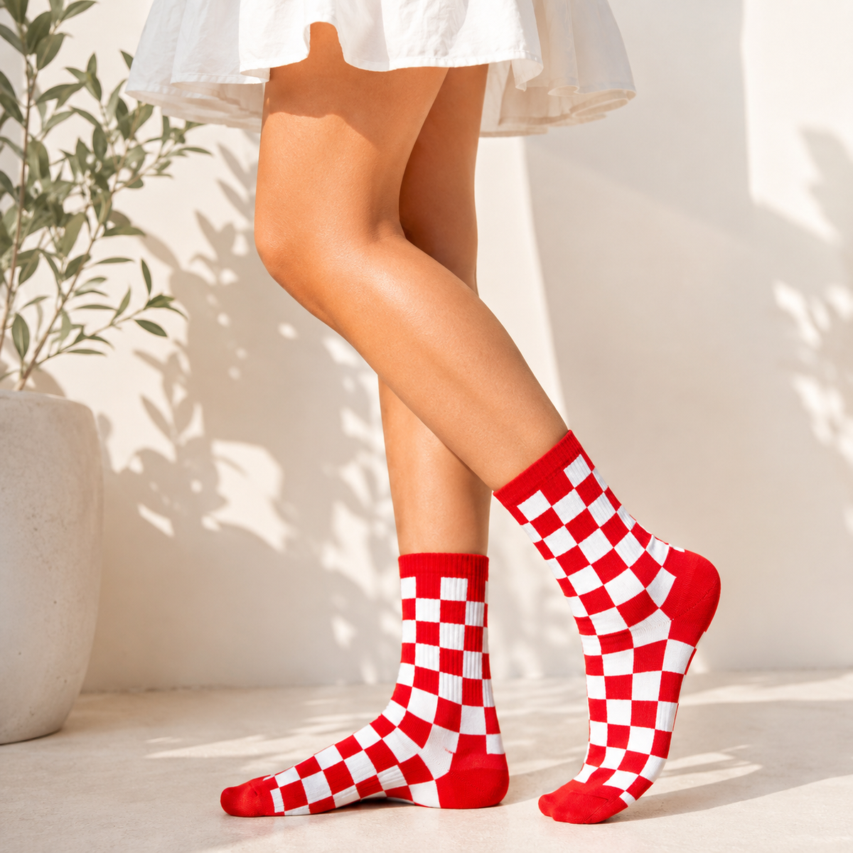 Checkboard Crew Socks