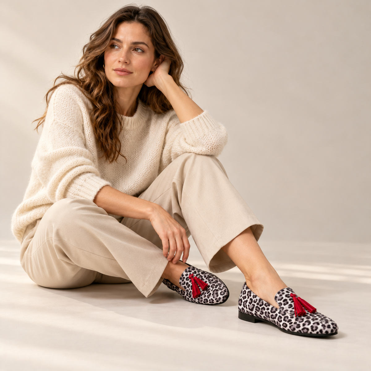 Samantha Leopard Tassel Loafers