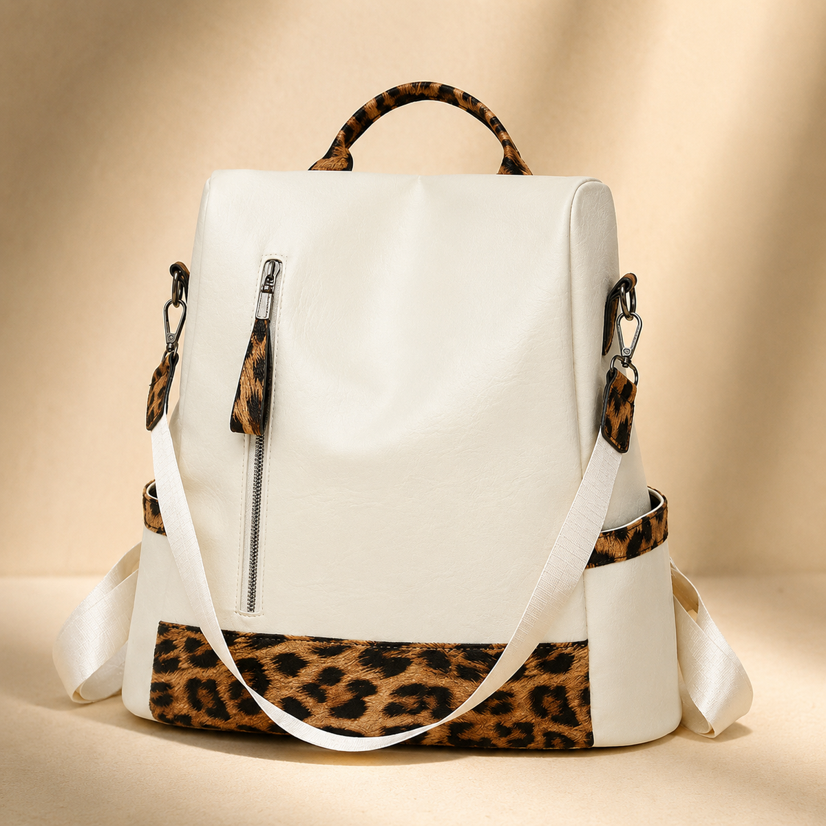 Samantha Leopard-Line Backpack