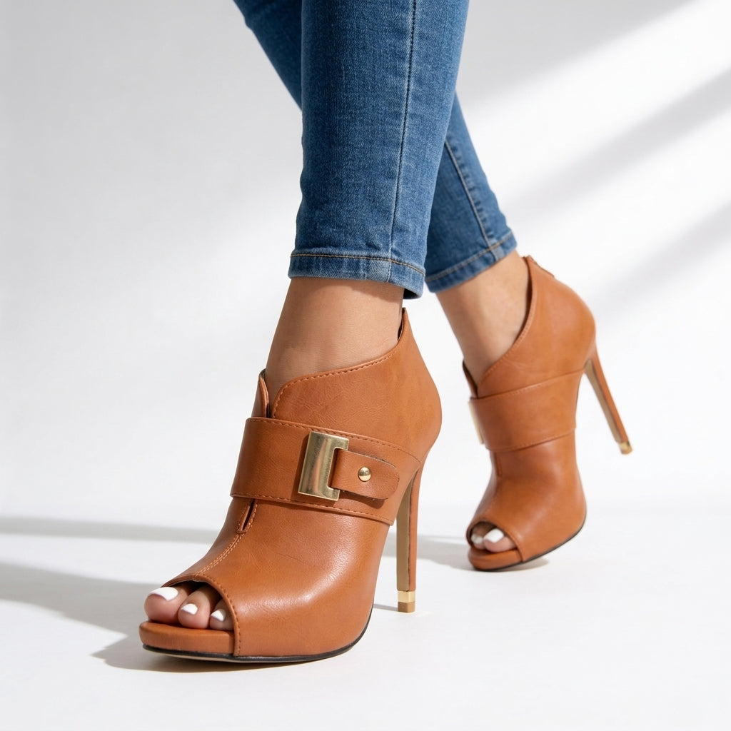 Seraphine Peep-Toe Ankle Heels