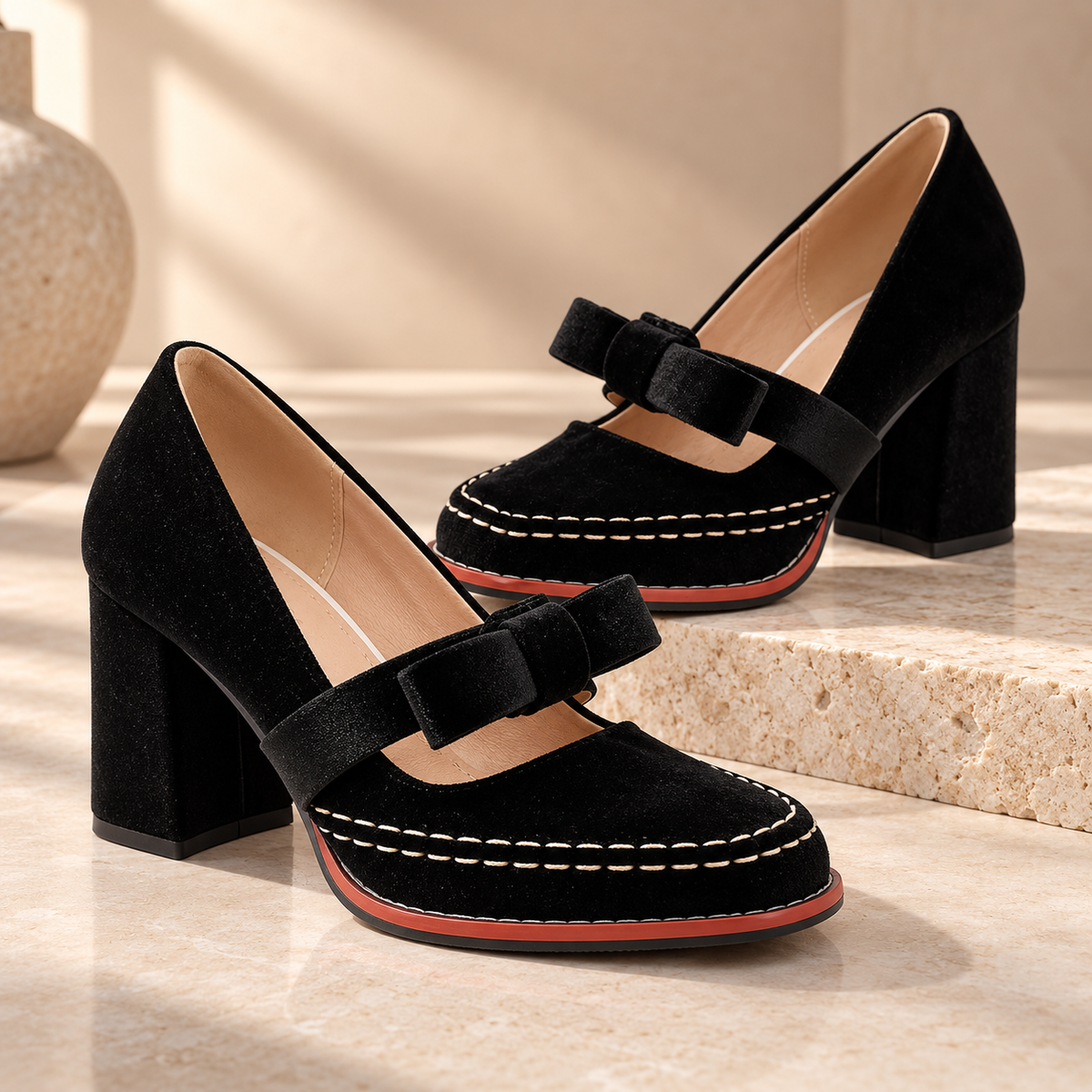 Belle Velvet Mary Jane Heels