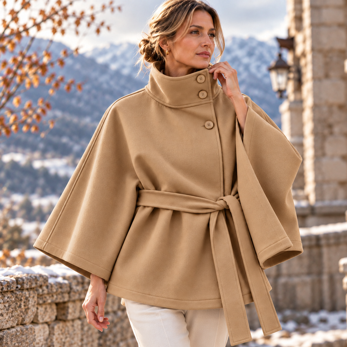 Elena Belted Cape Jacket
