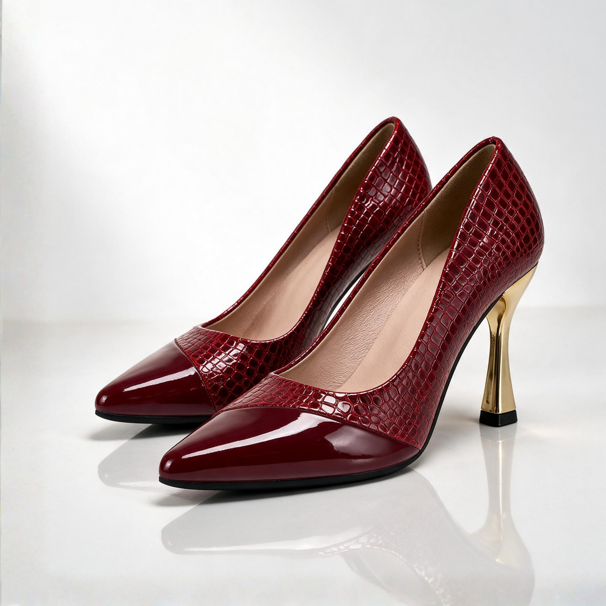 Florine Croc Point Heels