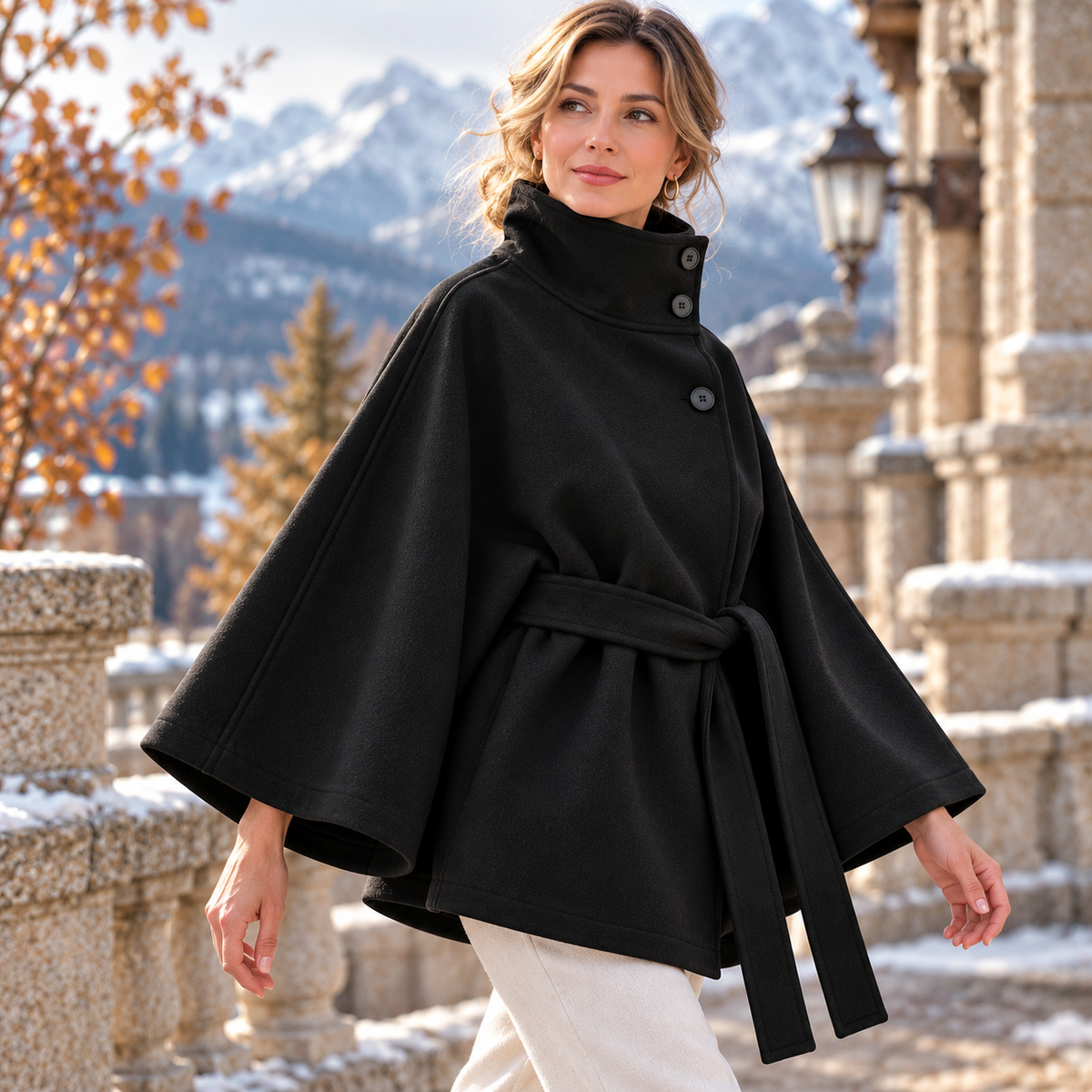 Elena Belted Cape Jacket