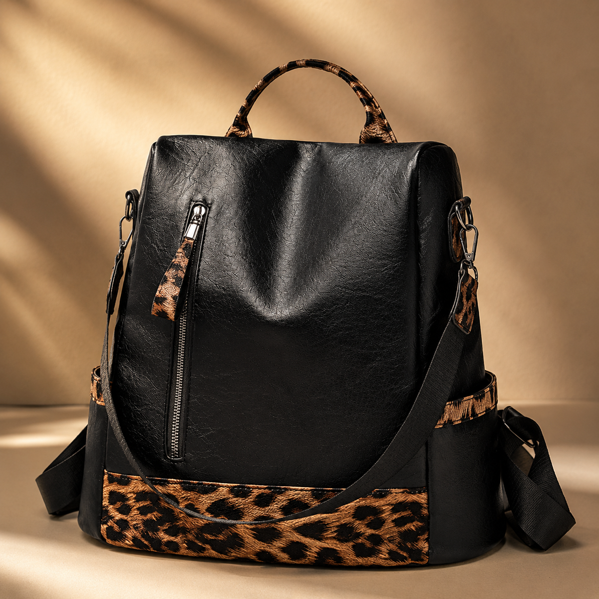 Samantha Leopard-Line Backpack